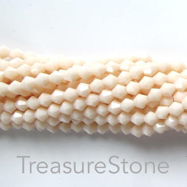 Bead, crystal, cream, 4mm bicone. 19-inch strand