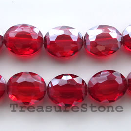 Bead, crystal, red, 16x20x9mm faceted Oval. 20pcs