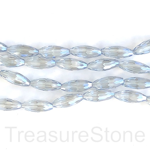 Bead, crystal, light grey, 10x23mm faceted rice. 15-inch, 17pcs