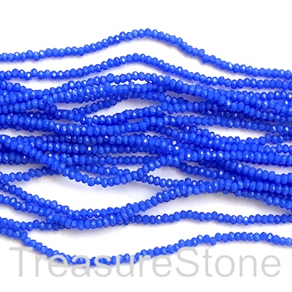 Bead, crystal, bright blue, 1.5x2mm rondelle. 12"