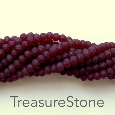 Bead, crystal, garnet, matte, 3x4mm rondelle, 17.5-inch - Click Image to Close