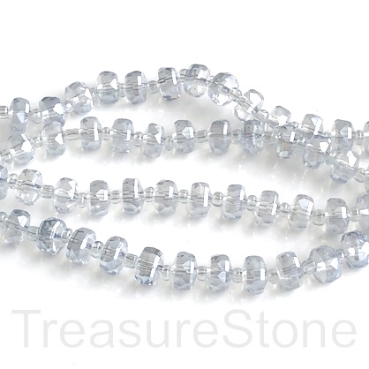 Bead, crystal, light grey, 5x7mm faceted rondelle.disc,14",48