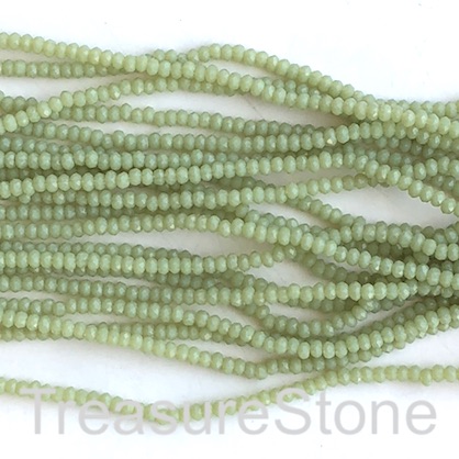 Bead, crystal, light olive green, 1.5x2mm faceted rondelle.12.5"