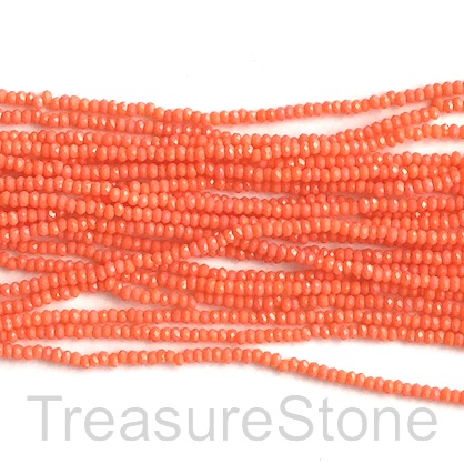 Bead, crystal, neon orange, 1.5x2mm rondelle. 11.5"