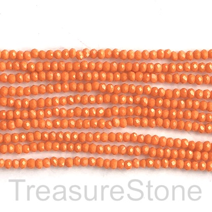 Bead, crystal, orange, 2x3mm rondelle. 16"