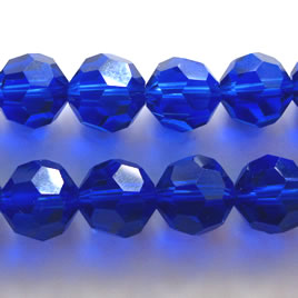 Bead, crystal, cobalt blue, 12mm faceted round. 25pcs.