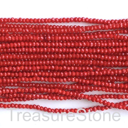 Bead, crystal, red coral, 1.5x2mm rondelle. 12.5"