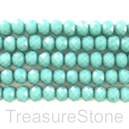 Bead, crystal, turquoise, 6x8 rondelle. 16-inch, 70pcs