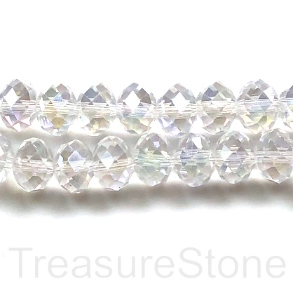 Bead, crystal, clear AB, 9x12mm faceted rondelle. 12",36pcs.