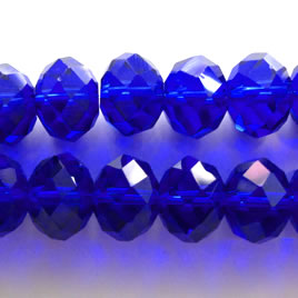 Bead, crystal, cobalt blue, 9x12mm faceted rondelle. 30pcs.