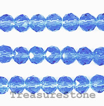 Bead, crystal, sapphire 4mm round, 13.5-inch