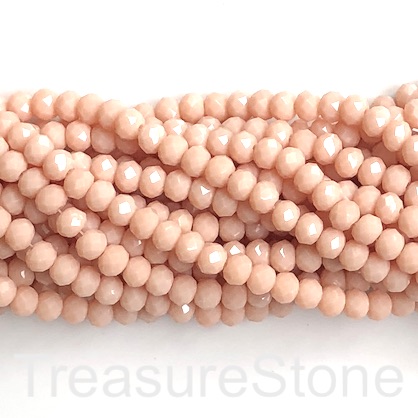 Bead, crystal, nude pink, 4x6mm rondelle, 16-inch, 65pcs