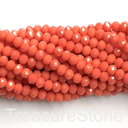 Bead, crystal, orange, 6x8mm rondelle, 16-inch, 65pcs