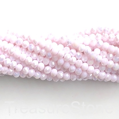 Bead,crystal glass,baby pink AB,4x6mm faceted rondelle.16",96pcs