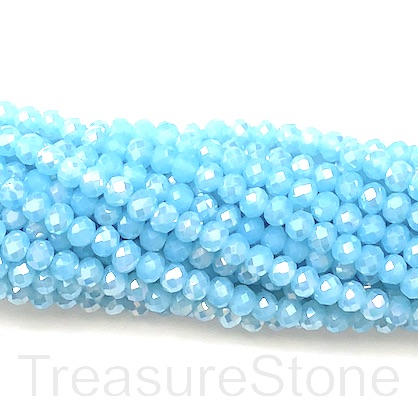 Bead, crystal, light blue AB, 4x6mm rondelle, 17-inch, 95pcs