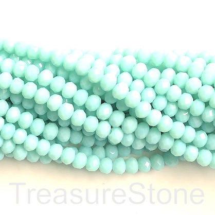 Bead, crystal, mint, 6x8mm faceted rondelle. 16-inch, 65pcs - Click Image to Close