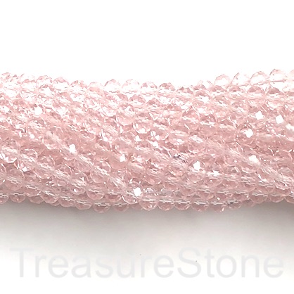 Bead, crystal, pink clear, 4x6mm faceted rondelle. 16", 92pcs
