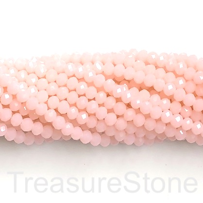 Bead, crystal, soft pink, 4x6mm faceted rondelle. 16-inch, 95pcs