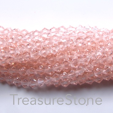 Bead, crystal glass, rose, 4mm bicone. 17.5-inch strand - Click Image to Close