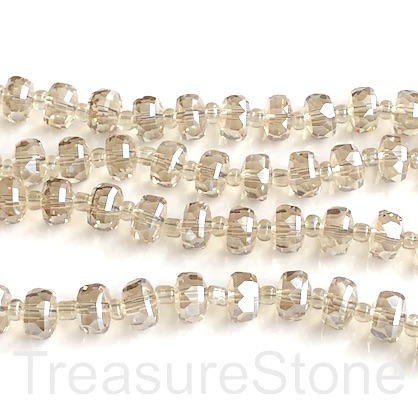 Bead, crystal, tan, 5x7mm faceted rondelle,heishi.disc,14",48