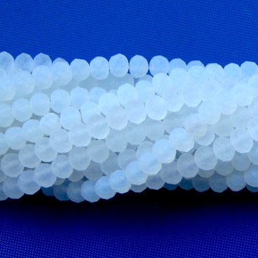 Bead, crystal, white Alabaster, 3x4mm rondelle, 18-inch
