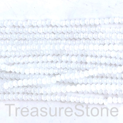 Bead, crystal, white jade, 2x3mm faceted rondelle. 17"