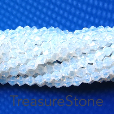 Bead, crystal, glass white opal, 4mm bicone. 17-inch strand