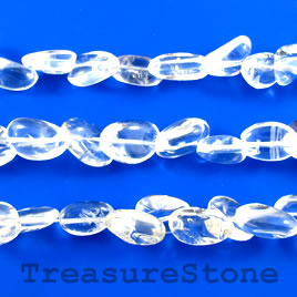 Bead, clear crystal quartz, 15 to 20mm angle-drilled. 15 inch