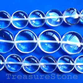 Bead, clear crystal quartz, 16mm flat round, A grade. 16-inch