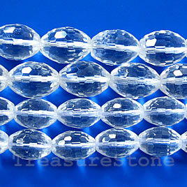 Bead, clear crystal quartz, 12x16mm faceted oval. 16-inch