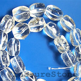 Bead, clear crystal quartz, 12x15mm nugget. 16-inch strand.