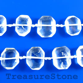 Bead, clear crystal quartz, 15x20mm rectangle. 19pcs