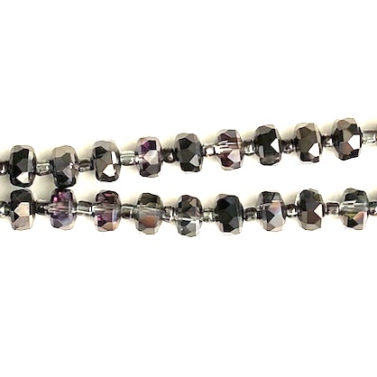 Bead, crystal, grey AB, 5x7mm faceted tube. 14inch, 48pcs