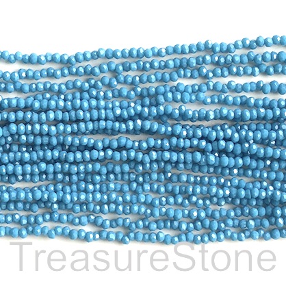 Bead, crystal, tilt blue, 2x3mm rondelle. 15"