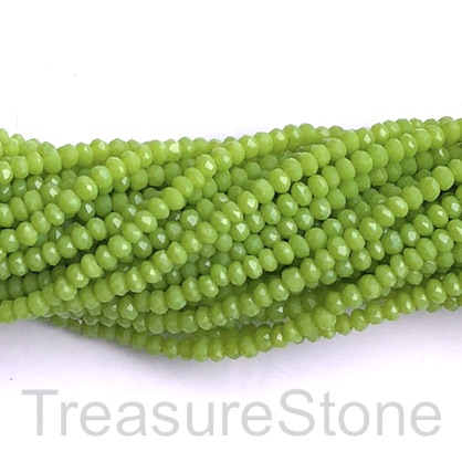 Bead, crystal, apple green, 2x3mm faceted rondelle. 16.5 inch