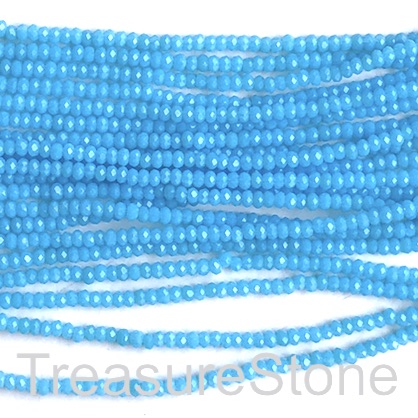 Bead, crystal, baby blue, 1.5x2mm rondelle. 12"
