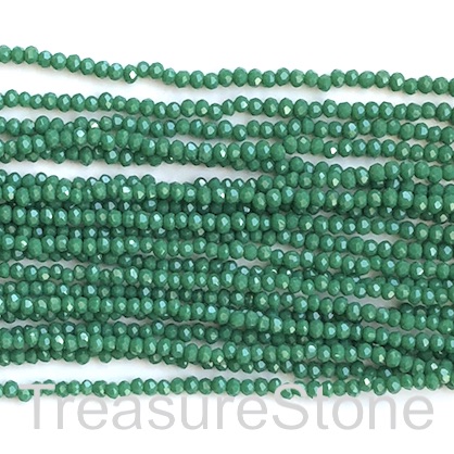 Bead, crystal, green, 2x3mm faceted rondelle. 16 inch