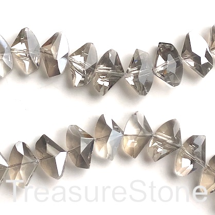 Bead, crystal, 12x20mm faceted, smoky quartz. 4pcs