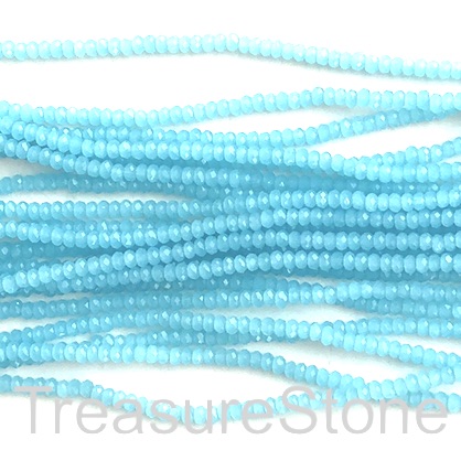 Bead, crystal, light blue, 1.5x2mm faceted rondelle. 12 inch