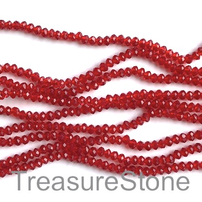 Bead, crystal, red, 2x3mm faceted rondelle. 13.5 inch