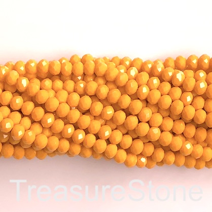 Bead, crystal, gold yellow, 4x6mm faceted rondelle. 16", 96pcs