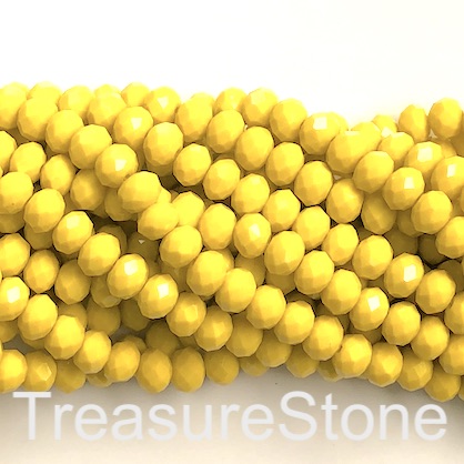 Bead, crystal, lemon yellow, 6x8mm rondelle, 16", 65pcs