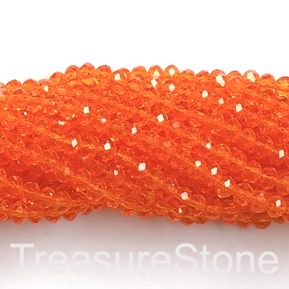 Bead, crystal, orange clear, 4x6mm faceted rondelle. 16", 96pcs