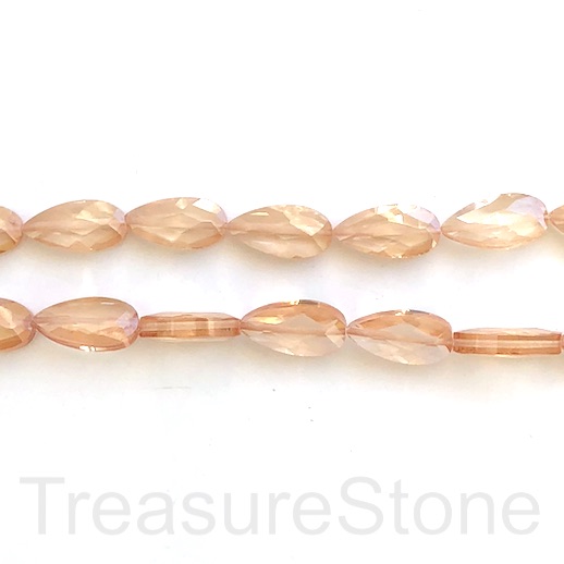 Bead, Cubic Zirconia,champagne, 8x16mm faceted drop,7.5",12