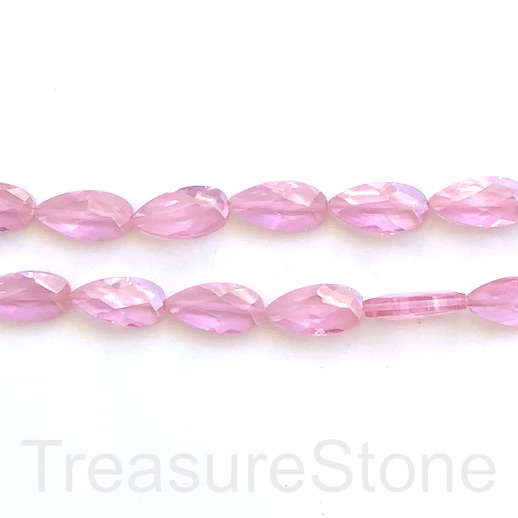 Bead, Cubic Zirconia, pink, 8x16mm faceted drop,7.5 inch, 12pcs