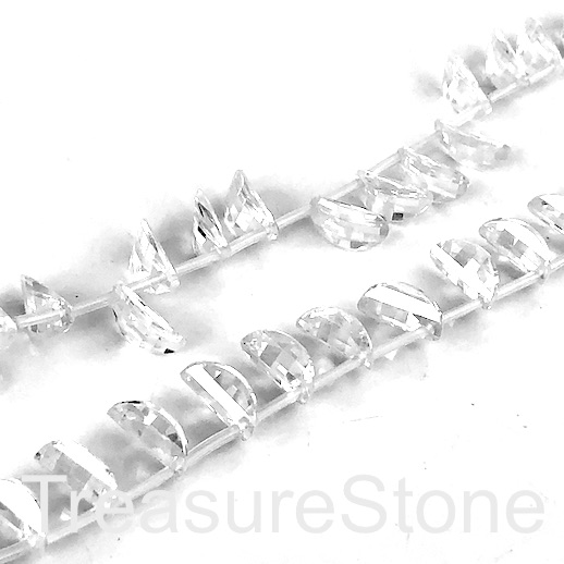 Bead, charm, Cubic Zirconia,clear, 8x12mm faceted oval,24