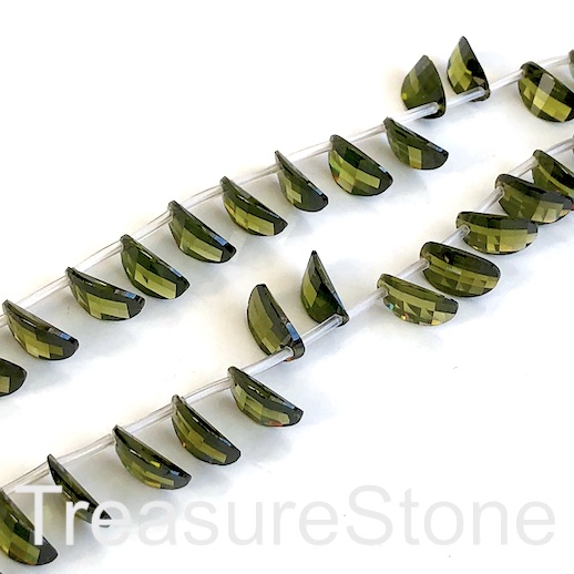 Bead, charm, Cubic Zirconia,green 8x12mm faceted oval,24