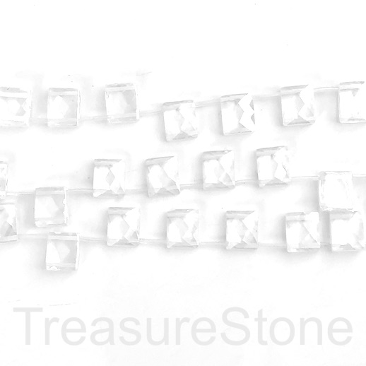 Bead,2hole spacer,Cubic Zirconia,clear 12mm faceted rectangle,13 - Click Image to Close