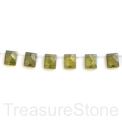 Bead,2hole spacer,Cubic Zirconia,green 12mm faceted rectangle,13 - Click Image to Close