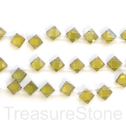 Bead,2hole spacers, Cubic Zirconia,green,12mm faceted diamond,13